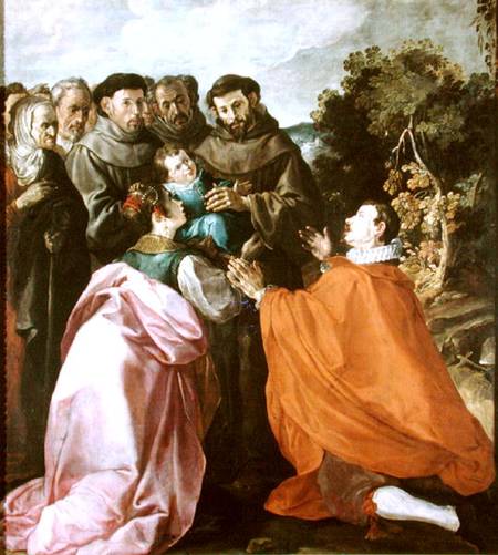 Healing of St. Bonaventure by St. Francis of Assisi von Francisco Herrera