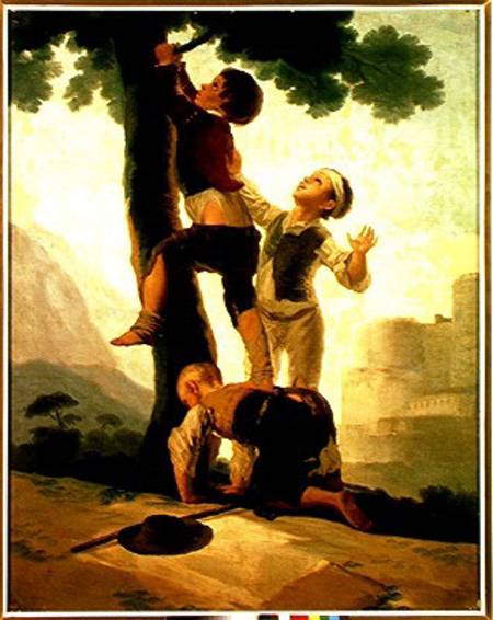 Boys Climbing a Tree, cartoon for a tapestry von Francisco José de Goya