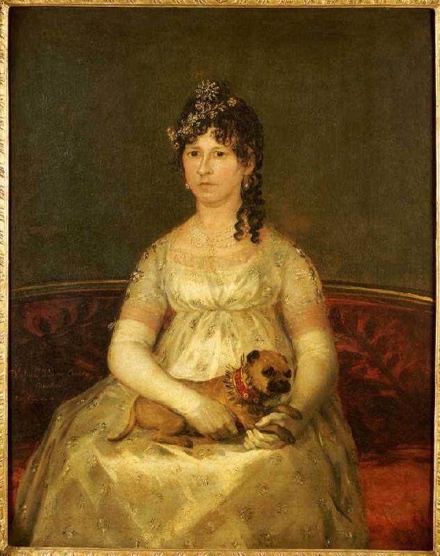 Portrait der Dona Francisca Vicenta Chollet y Caballero mit einem Schoßhund von Francisco José de Goya