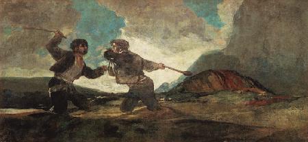 Duell mit Knüppeln (Aus den schwarzen Bildern der Quinta del Sordo) 1820-23