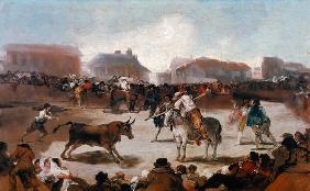 Stierkampf in einem Dorf um 1812/18