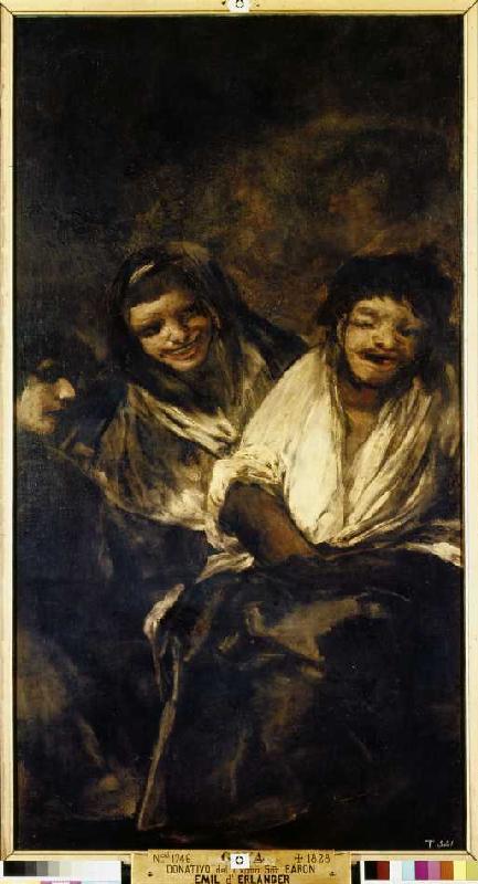 Zwei Frauen und ein Mann von Francisco José de Goya