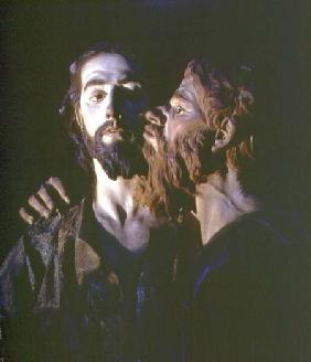 The Arrest of Christ, detail showing Judas kissing Christ 1765