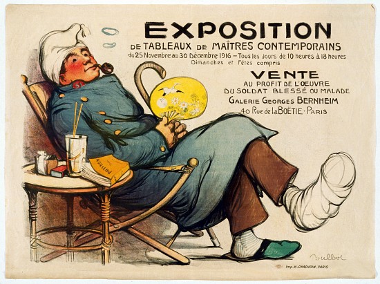 Poster advertising an Exhibition of paintings to raise money for wounded and ill soldiers in Paris von Francisque Poulbot