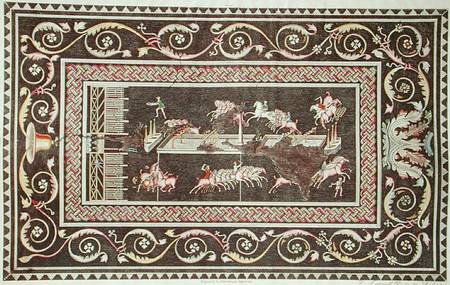 Representation of a mosaic discovered in Lyon depicting Circus games von Francois Artaud