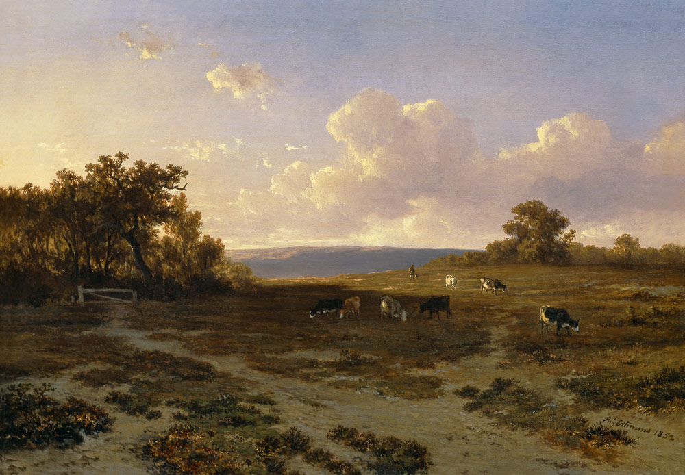 Heath Landscape with Cows von Francois Auguste Ortmans