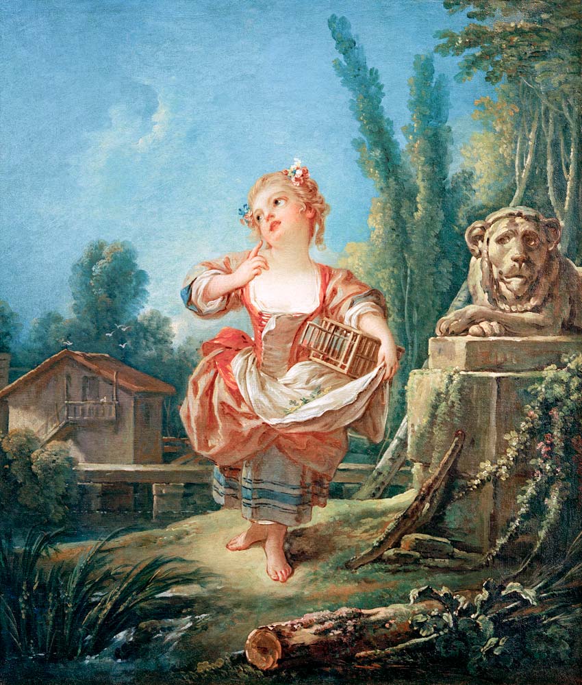 Das Mädchen mit dem Vogelkäfig von François Boucher
