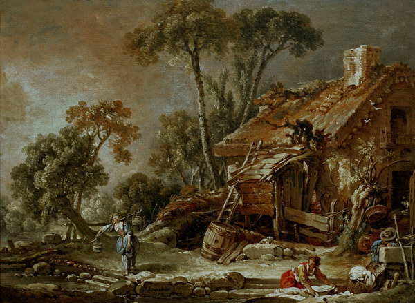 Landschaft mit Bauernhaus von François Boucher