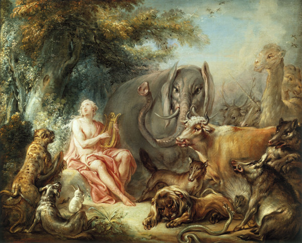Orpheus bezaubert die Tiere von François Boucher