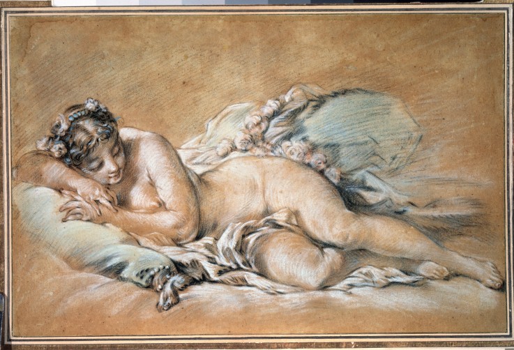 Schlafende junge Frau von François Boucher