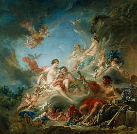 Vulkan überreicht Venus die Waffen für Aeneas. 1757