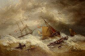 Segelschiffe in schwerem Seegang von François Etienne Musin