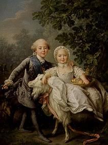 Kinderbildnis Charles Philippe von Frankreich mit Schwester Marie-Adelaide von François-Hubert Drouais