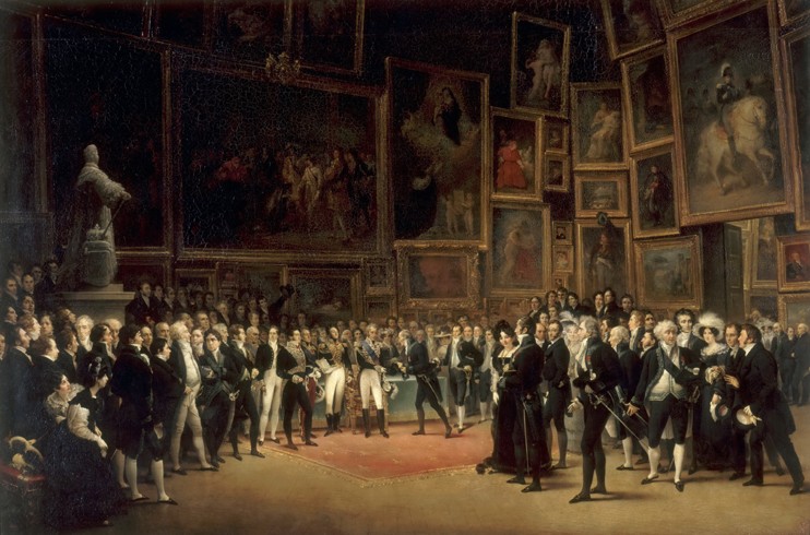 Charles X bei der Verteilung von Auszeichnungen an Künstler die im Salon des Jahres 1824 im Louvre a von François-Joseph Heim