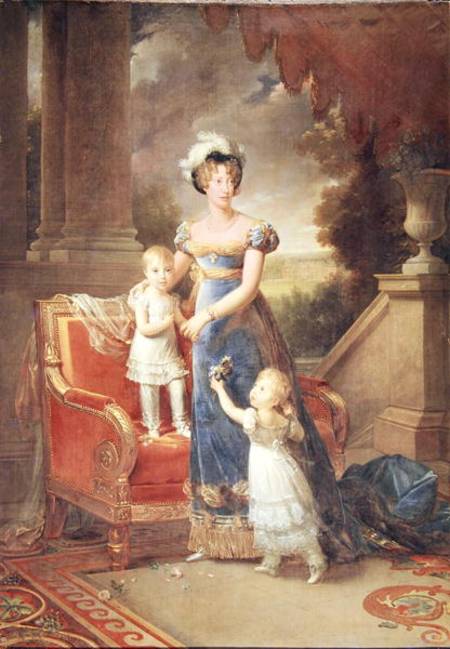 Marie-Caroline de Bourbon (1798-1870) with her Children in Front of the Chateau de Rosny von François Pascal Simon Gérard