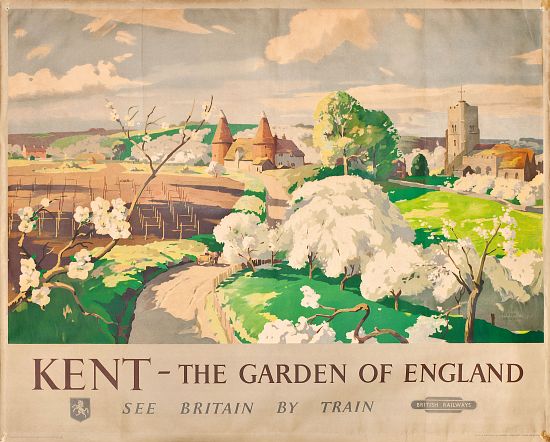 'Kent- The Garden of England', poster advertising rail journeys von Frank Sherwin
