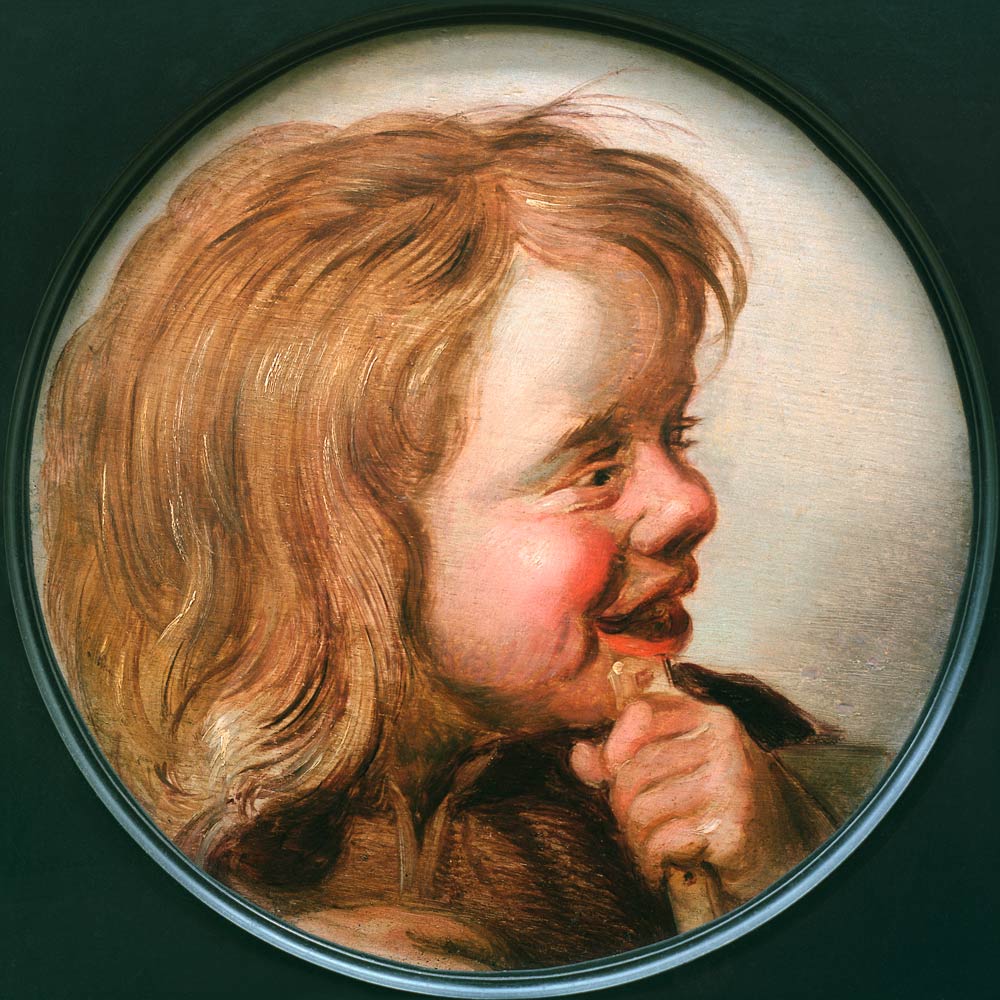 Hals-Umkreis,  Lachendes Kind mit Flöte von Frans Hals