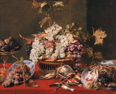 Still life of grapes in a basket von Frans Snyders