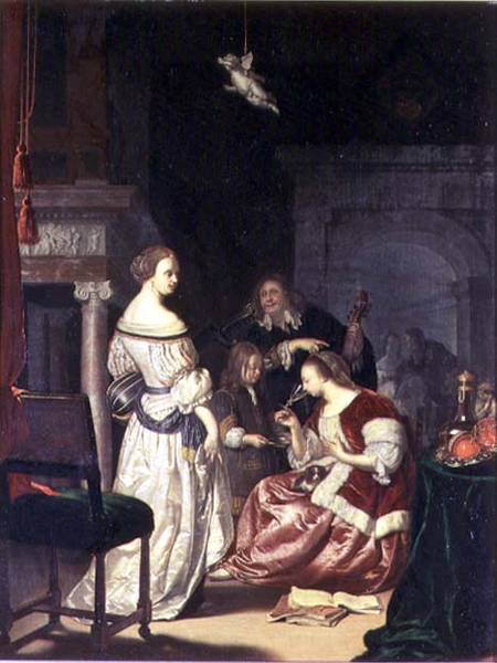 The Painter with his Family, by Frans van Mieris (1635-81), oil on wood von Frans van d.Ä Mieris