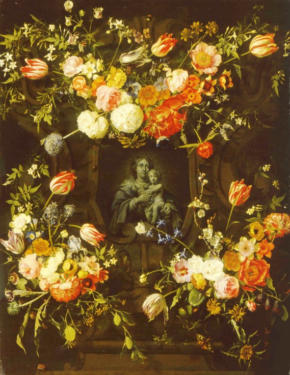 Madonna, von Blumen umringt von Frans Ykens