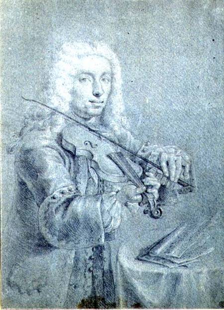 Portrait of Francesco Veracini (1690-1768), Italian violinist cil and von Franz Ferdinand Richter