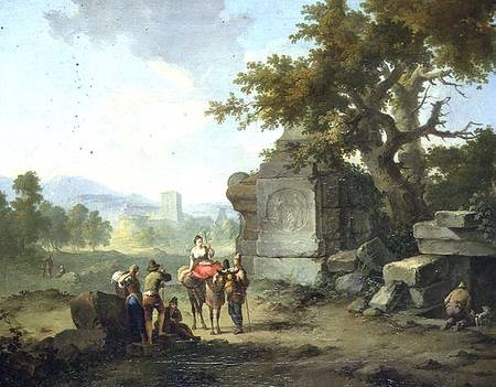 Rustic Landscape with Travellers (one of a pair) von Franz Ferg