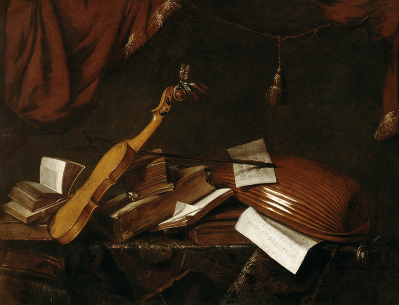 Stillleben mit Geige und Laute von Franz Friedrich Franck