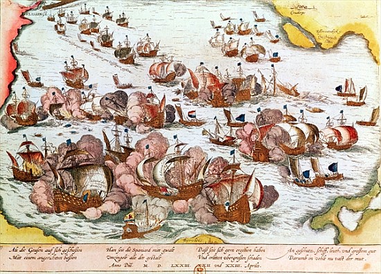 Naval Combat between the Beggars of the Sea and the Spanish in 1573 von Franz Hogenberg