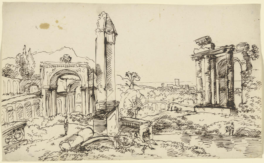 Antike Ruinen vor einer Landschaft von Franz Innocenz Josef Kobell