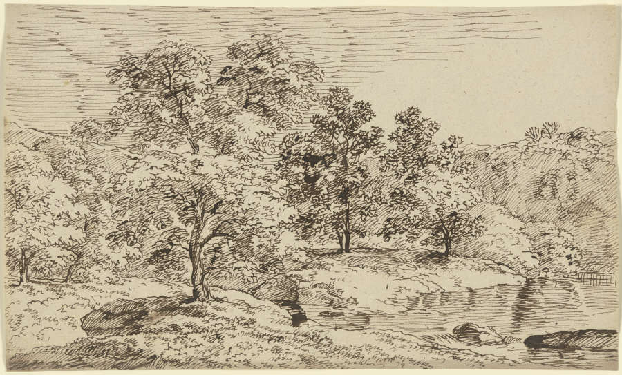 Baumgruppe an einem Gewässer von Franz Innocenz Josef Kobell