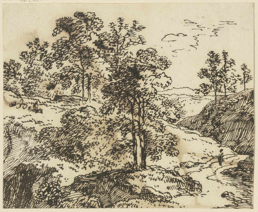 Baumreiche Landschaft mit Weg von Franz Innocenz Josef Kobell