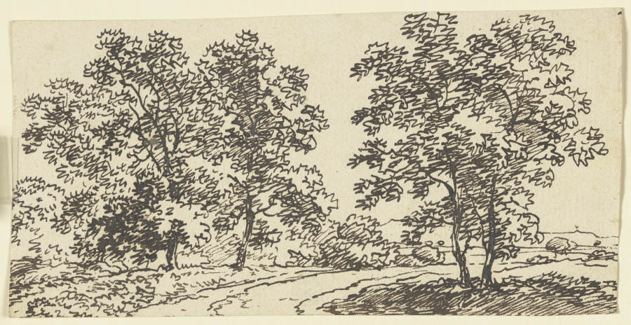 Ein Weg, von zwei Baumpaaren gesäumt von Franz Innocenz Josef Kobell