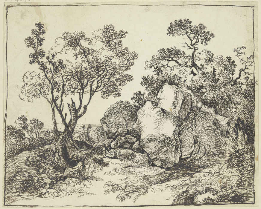 Felsblöcke zwischen Bäumen von Franz Innocenz Josef Kobell