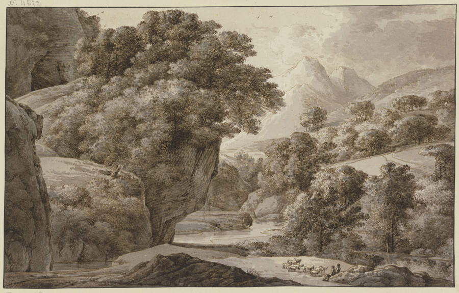 Felsige Landschaft mit Fluß von Franz Innocenz Josef Kobell