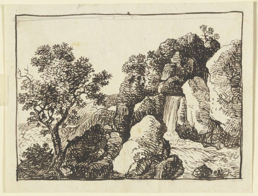 Felswand mit Wasserfall von Franz Innocenz Josef Kobell