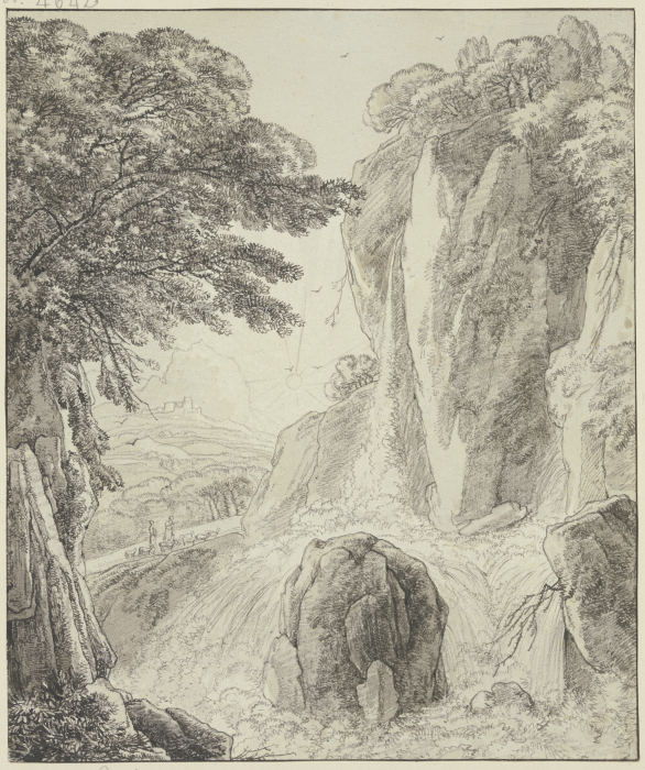 Gebirgslandschaft mit Wasserfällen von Franz Innocenz Josef Kobell