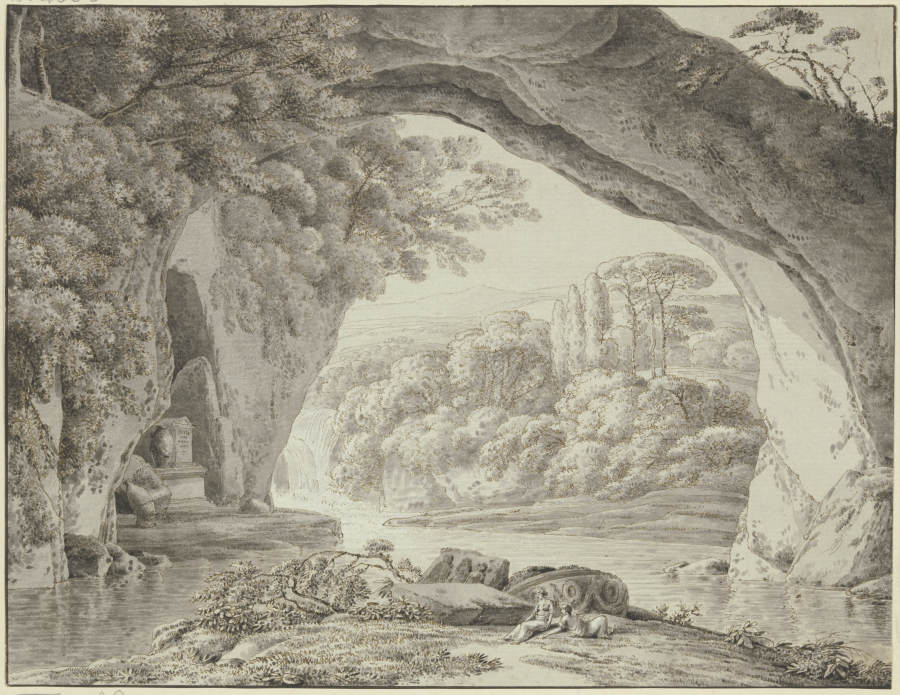 Landschaft mit Felsenbogen und antiken Monumenten von Franz Innocenz Josef Kobell
