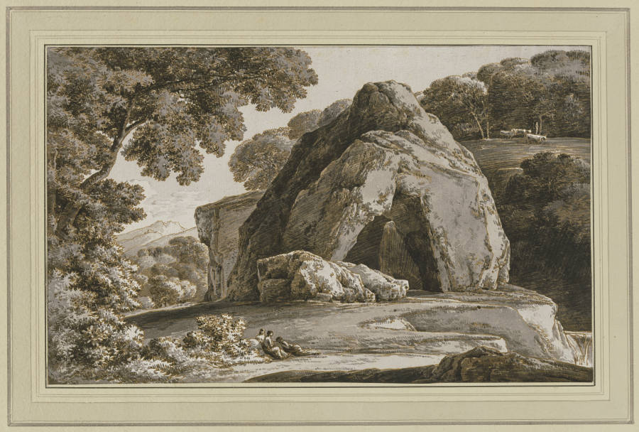 Landschaft mit Felsentor an einem Wasserfall von Franz Innocenz Josef Kobell