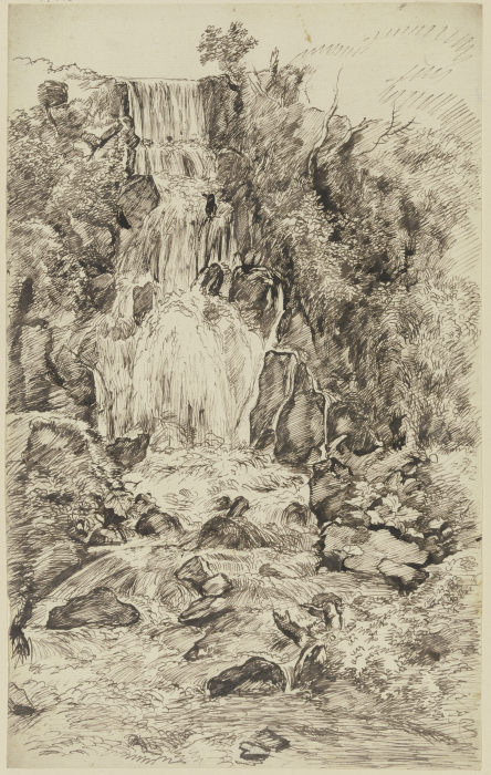 Landschaft mit hohem Wasserfall von Franz Innocenz Josef Kobell