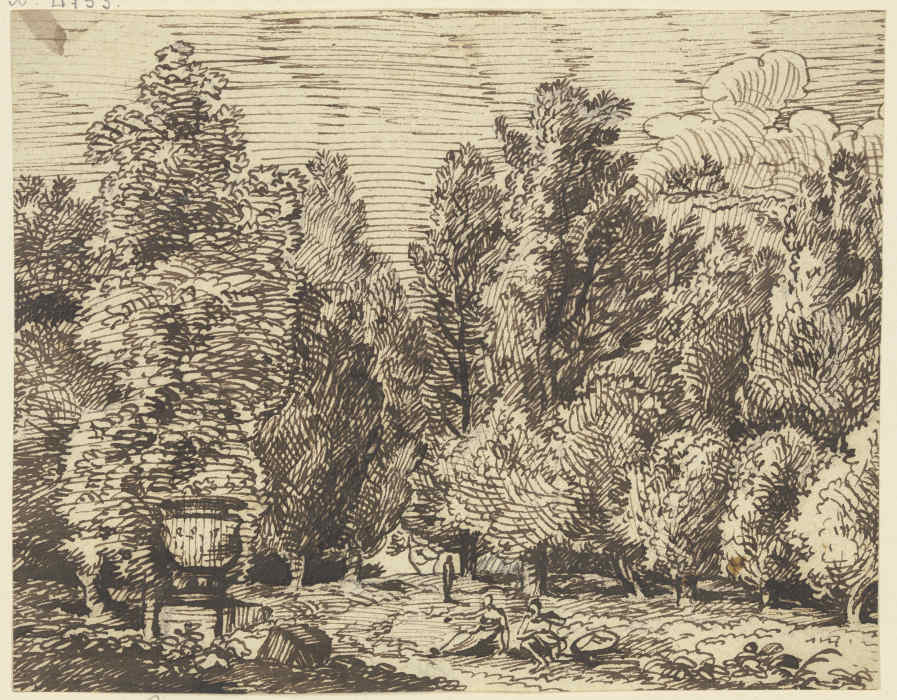 Landschaft mit hohen Bäumen und antikischer Staffage von Franz Innocenz Josef Kobell
