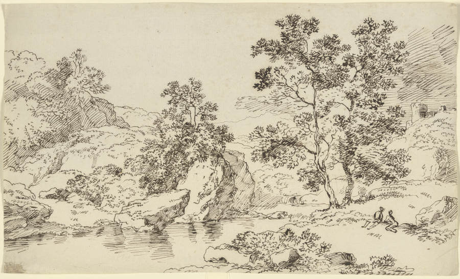 Uferlandschaft mit zwei lagernden Gestalten von Franz Innocenz Josef Kobell