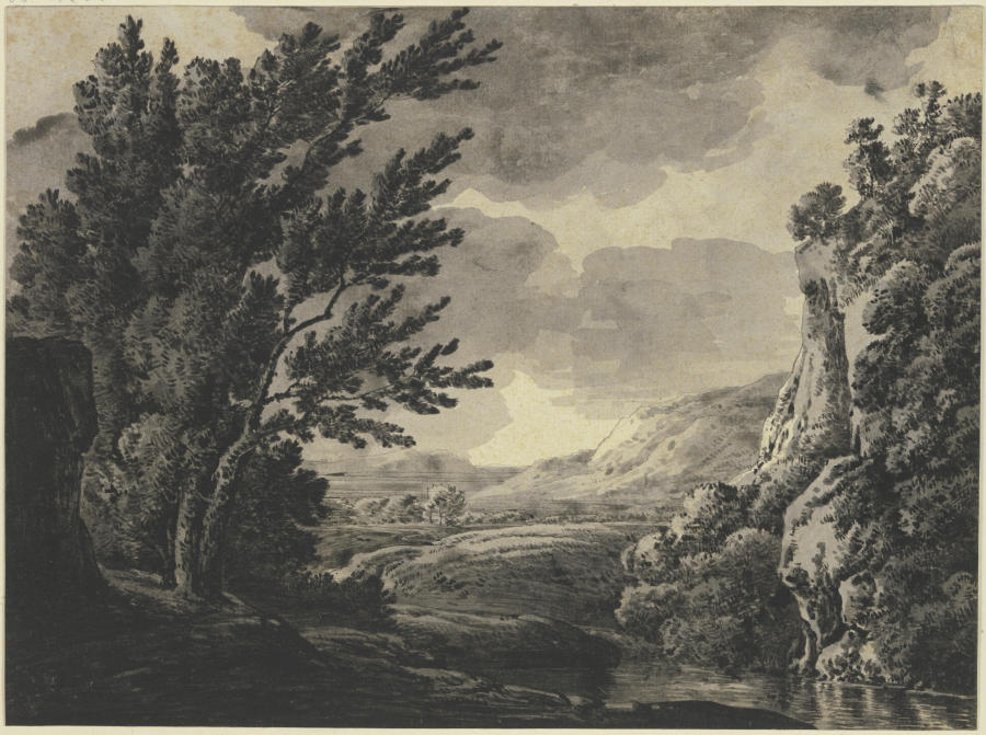 Vorgebirgslandschaft mit hohen Bäumen von Franz Innocenz Josef Kobell