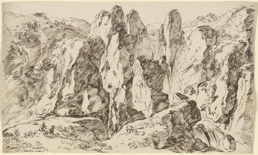 Zerklüftete Felswand von Franz Innocenz Josef Kobell
