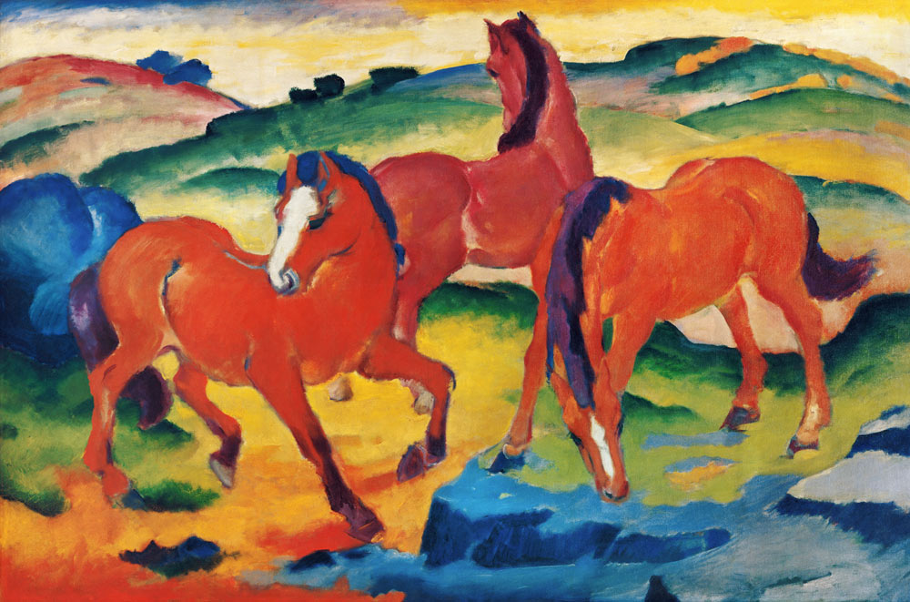 Die roten Pferde (Weidende Pferde IV.) von Franz Marc