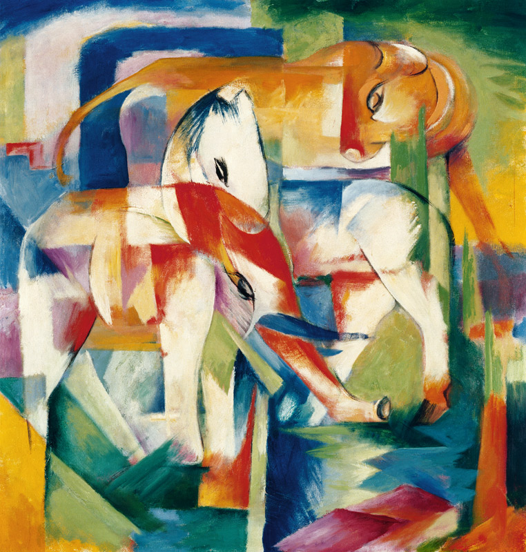 Elefant, Pferd, Rind, Winter von Franz Marc