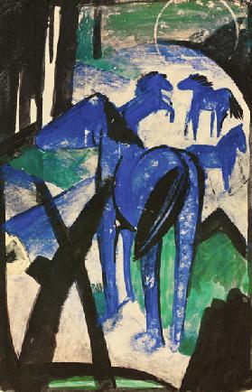 Die Mutterstute der blauen Pferde I. (Postkarte an Else Lasker-Schüler) 1913