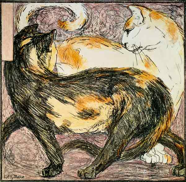 Two Cats (sketch) von Franz Marc