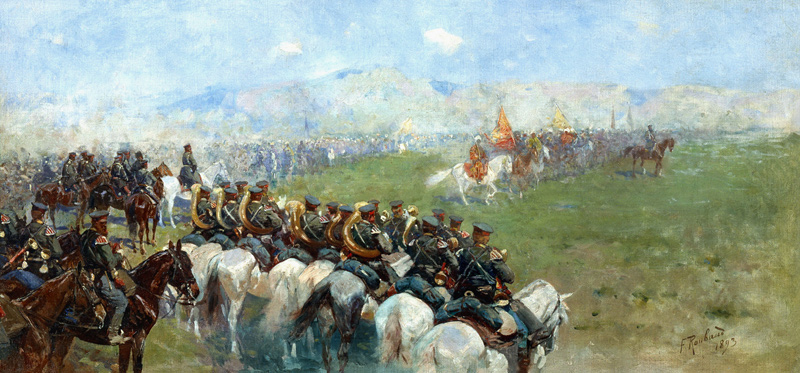 Kaiser Alexander III. bei einer Truppenschau von Franz Roubaud
