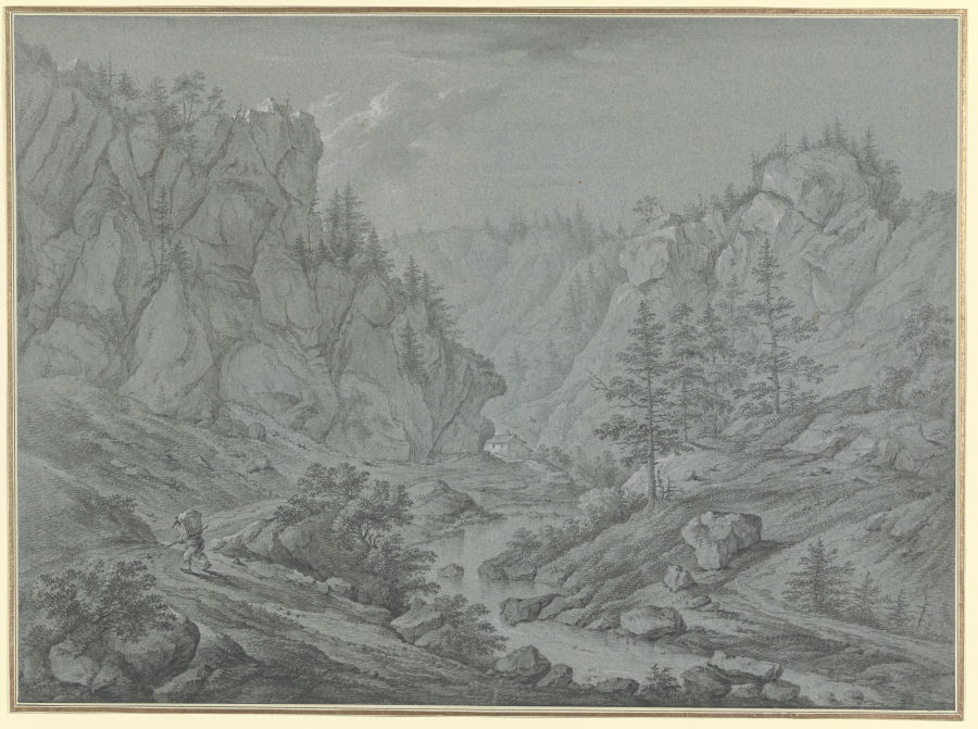 Felsiges Tal mit hohen Tannen (Martinet de Roches) von Franz Schütz