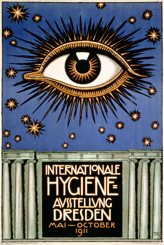 Advertisement for the 'First International Hygiene Exhibition' in Dresden, printed by Leutert und Sc von Franz von Stuck